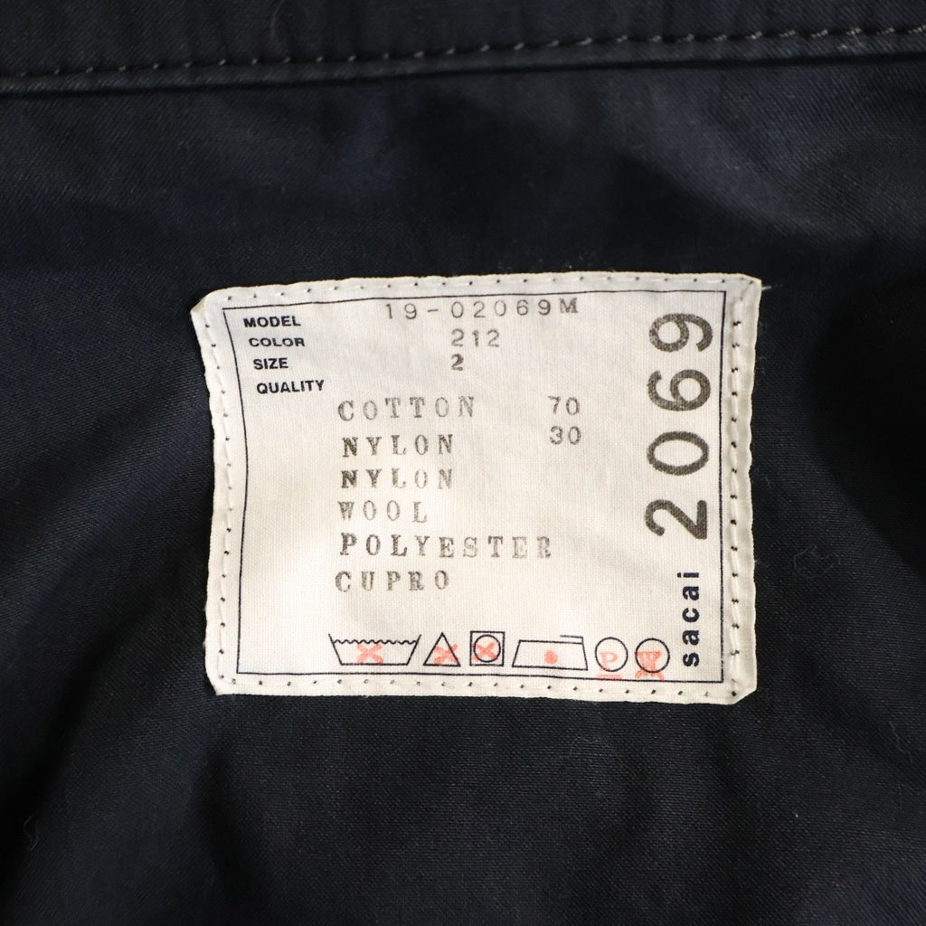 Sacai(サカイ) 19AW Nylon Oxford Docking Coat ナイロン オックスフォード ドッキング ミリタリー モッズコート ネイビー/カーキ 19-02069M