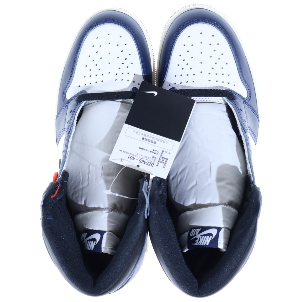 NIKE(ナイキ) AIR JORDAN 1 RETRO HIGH OG MIDNIGHT NAVY エアジョーダン1 レザーハイカットスニーカー ホワイト/ネイビー US9.5/27.5cm DZ5485-401