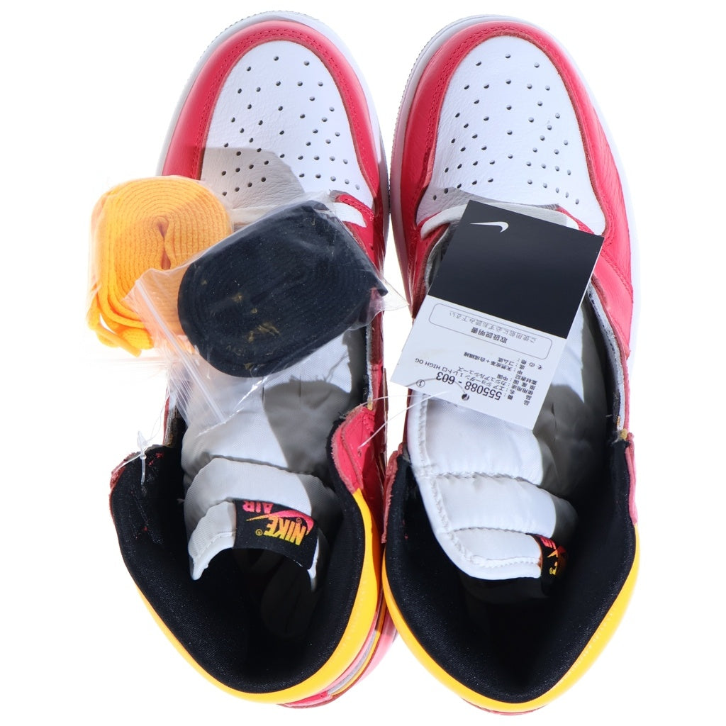 NIKE(ナイキ) AIR JORDAN RETRO HIGH OG エアジョーダン 1 レトロ ハイカットスニーカー レッド/イエロー US9.5/27.5cm 555088-603