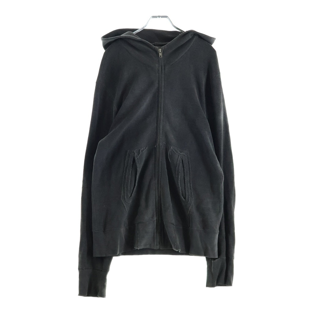 Yohji Yamamoto POUR HOMME(ヨウジヤマモト プールオム) 21SS damaged vintage style hoodie ヴィンテージ加工 ジップアップパーカー グレー HD-T40-080