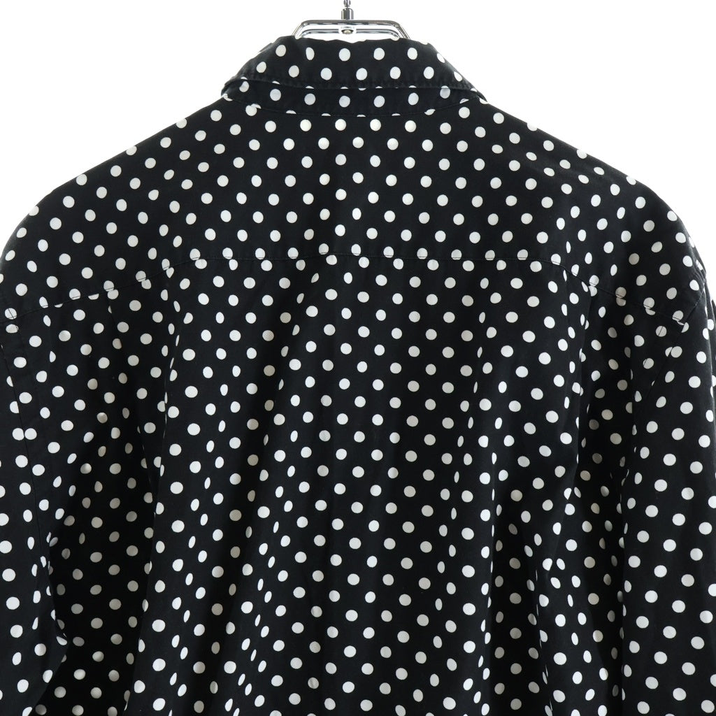 COMME des GARCONS HOMME(コムデギャルソンオム) 07SS 異素材切替 プリーツデザイン ドット総柄 長袖シャツ ロングスリーブ ブラック/ホワイト HS-B010