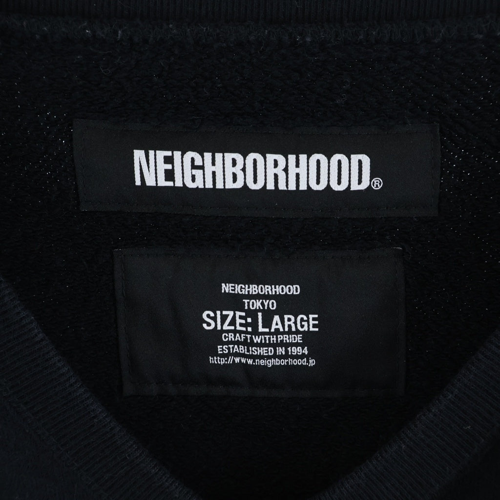 NEIGHBORHOOD(ネイバーフッド) 20SS TIGHT/C-CREW.LS アラビックロゴ クルーネック 長袖スウェット トレーナー ブラック 201MBNH-CSM05