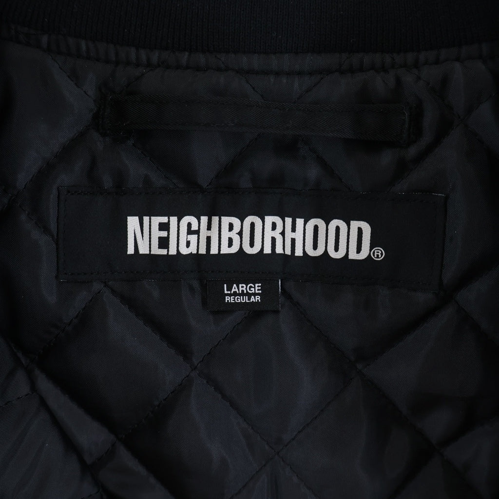 NEIGHBORHOOD(ネイバーフッド) 24SS SOLID RACING JACKET ソリッド 裏地キルティング ジップアップ レーシングジャケット ブルゾン ブラック 241SNH-JKM01S