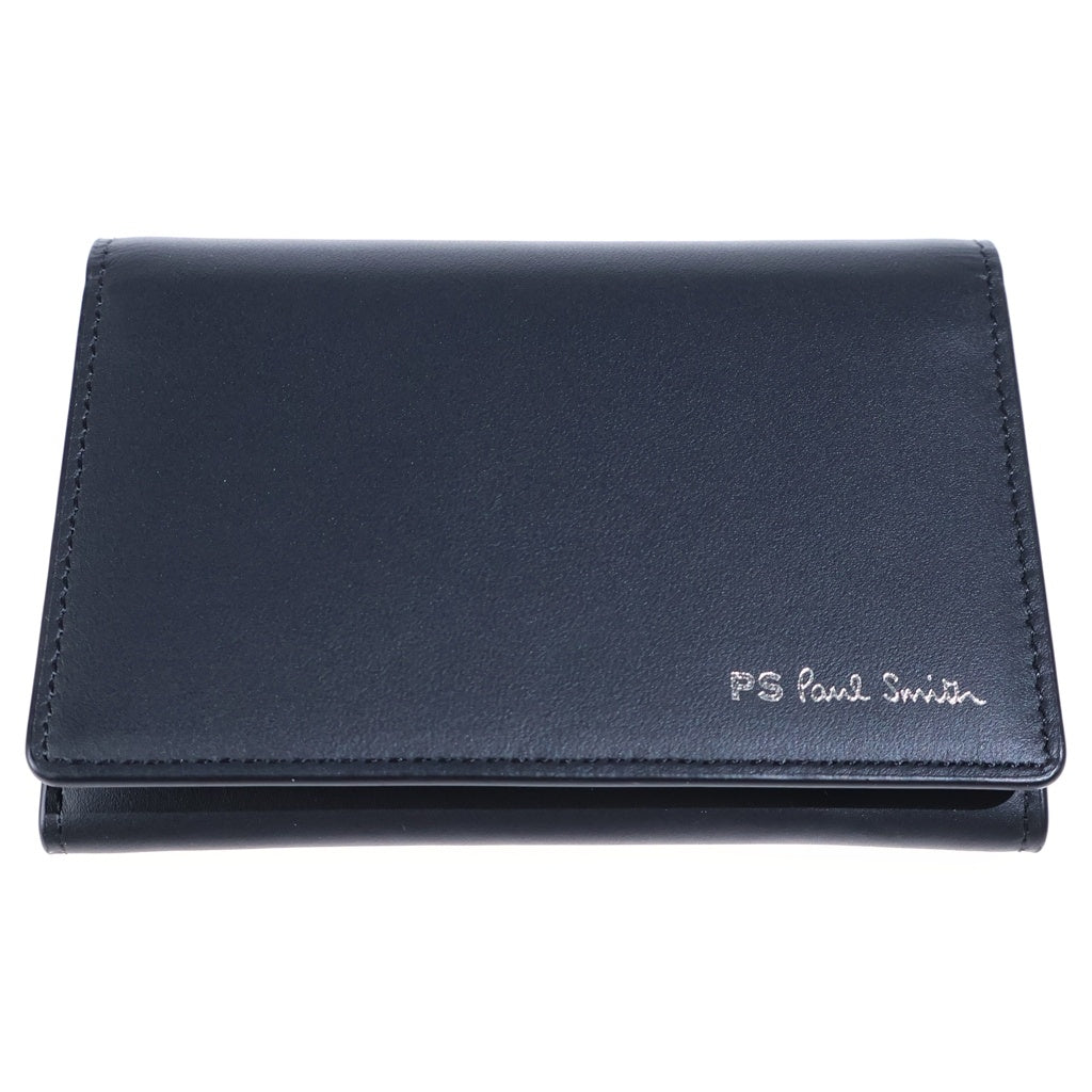 Paul Smith(ポールスミス) ロゴ刻印 牛革 レザーカードケース 名刺入れ ブラック 553-425