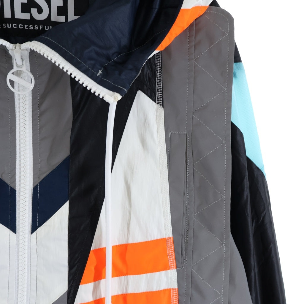 DIESEL(ディーゼル) J-EDWARD カラー切替 ジップアップ フーディー ナイロンジャケット グレー A02203