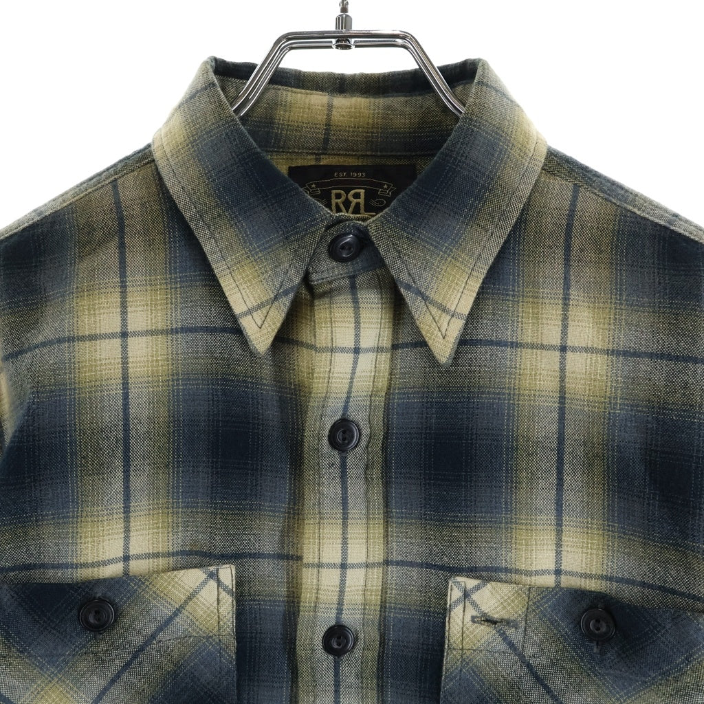 RRL(ダブルアールエル) フロントポケット オンブレチェック 長袖シャツ ブルー/イエロー 782678970001
