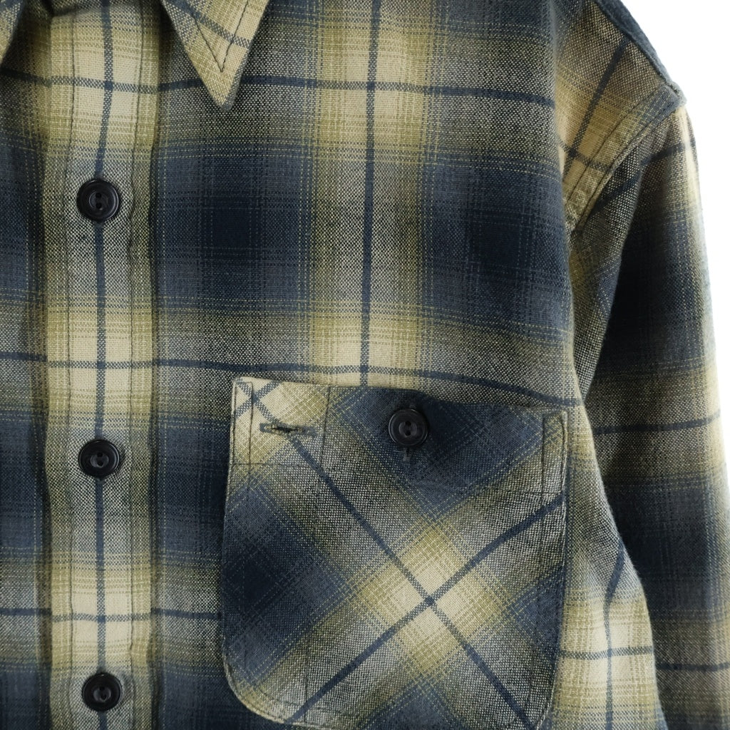 RRL(ダブルアールエル) フロントポケット オンブレチェック 長袖シャツ ブルー/イエロー 782678970001