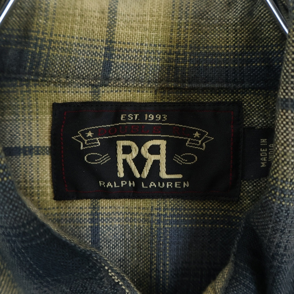 RRL(ダブルアールエル) フロントポケット オンブレチェック 長袖シャツ ブルー/イエロー 782678970001