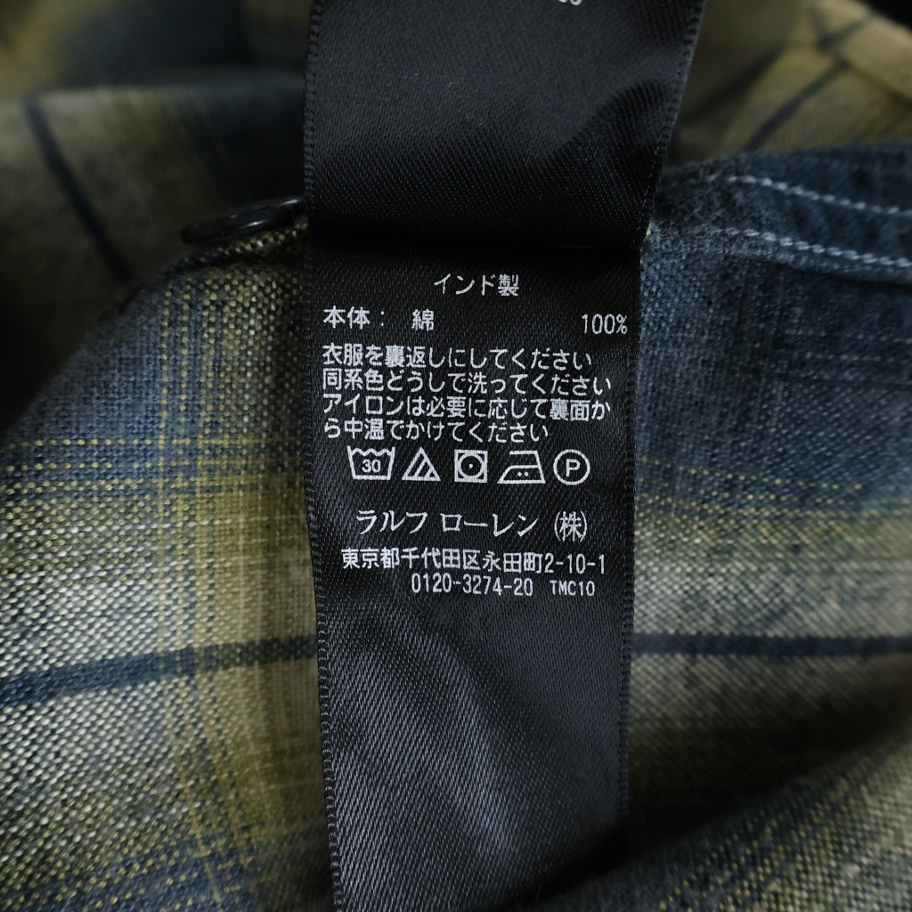 RRL(ダブルアールエル) フロントポケット オンブレチェック 長袖シャツ ブルー/イエロー 782678970001