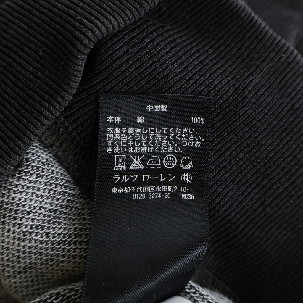 RRL(ダブルアールエル) ヴィンテージ加工 両面V フロントロゴプリント クルーネック スウェットトレーナー チャコールグレー 782505323001