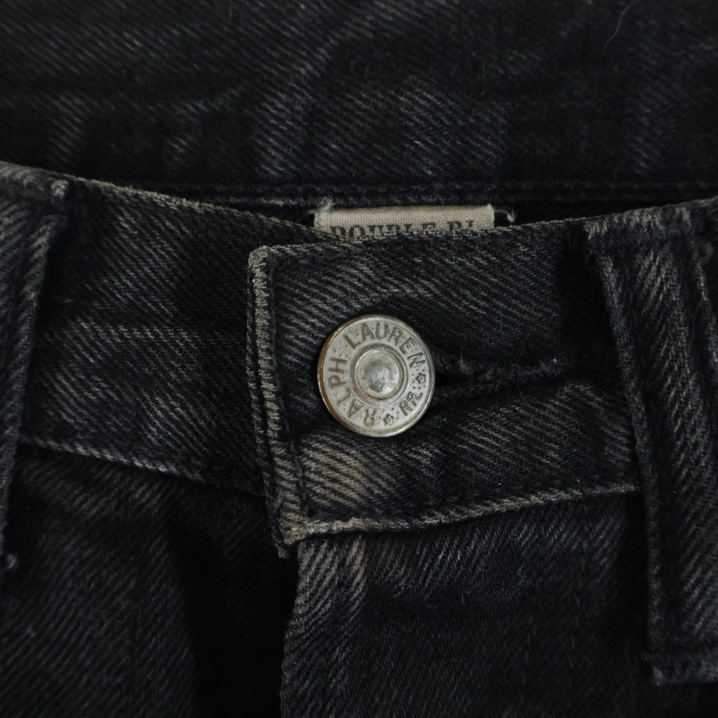 RRL(ダブルアールエル) ヴィンテージ加工 ロゴパッチ ボタンフライ デニムパンツ ブラック 782611681001