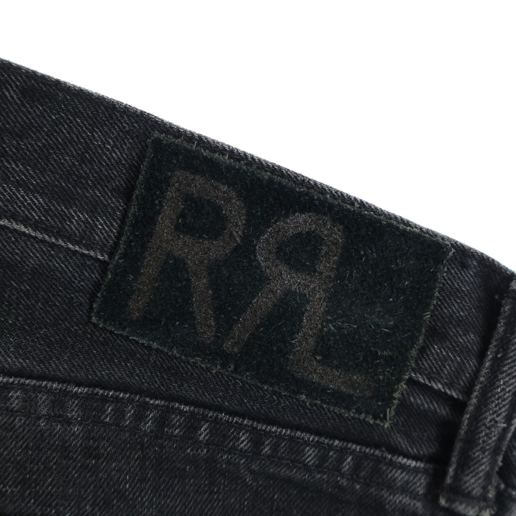 RRL(ダブルアールエル) ヴィンテージ加工 ロゴパッチ ボタンフライ デニムパンツ ブラック 782611681001