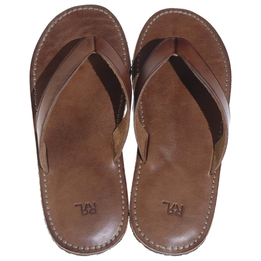 RRL(ダブルアールエル) FLIP FLOP フリップフロップ レザー サンダル ブラウン 823851453001