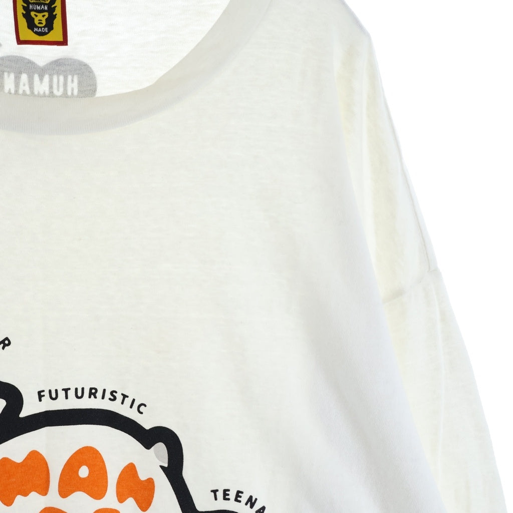 HUMAN MADE(ヒューマンメイド) 22AW RABBIT L/S T-SHIRT ラビットロゴプリント ロングスリーブ 長袖Tシャツ カットソー ホワイト