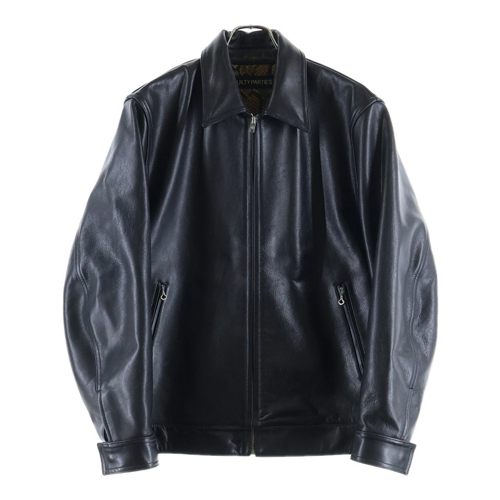 WACKO MARIA(ワコマリア) SINGLE RIDERS LEATHER JACKET 裏地 パイソン柄 シングルライダース カウレザージャケット ブラック