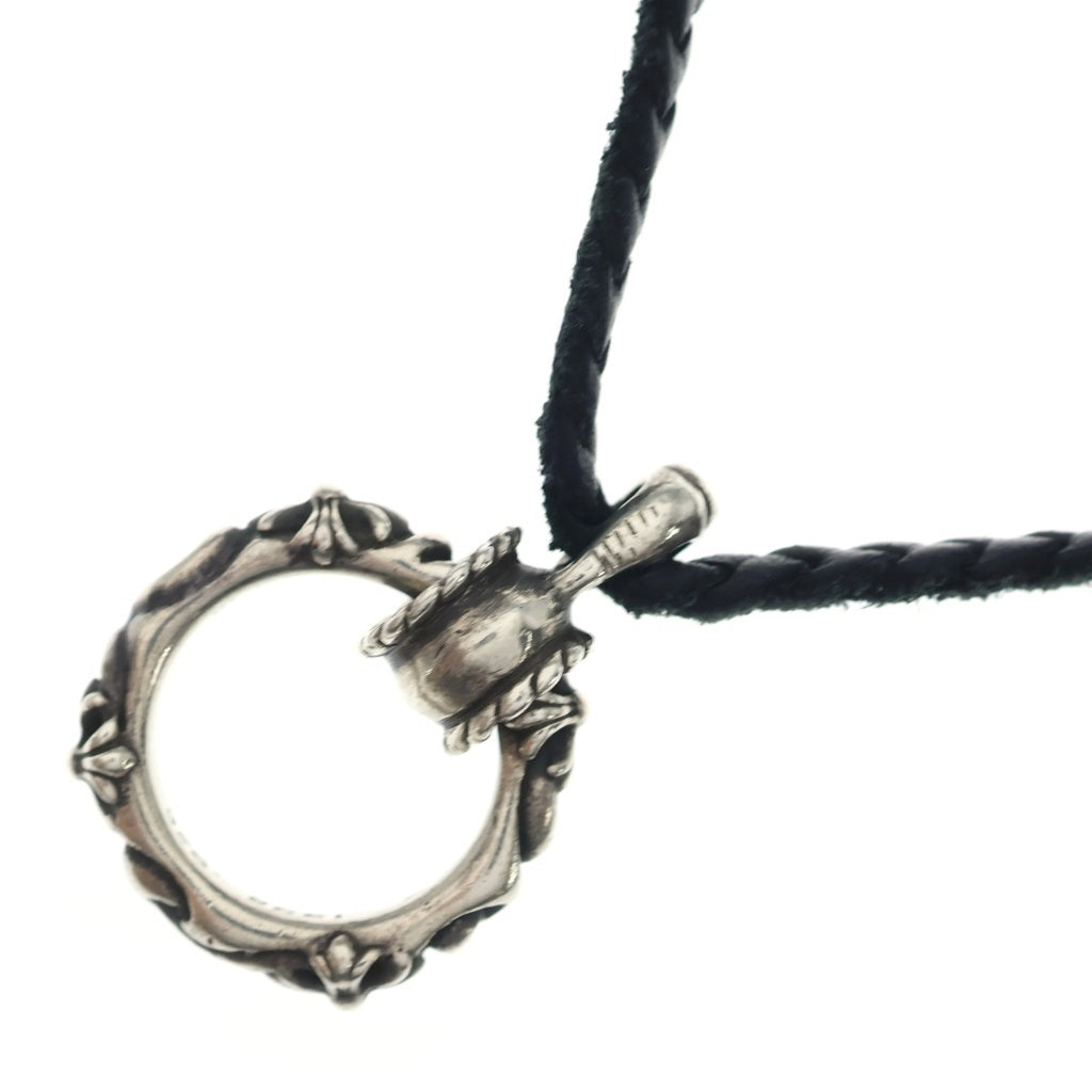 CHROME HEARTS(クロムハーツ) EWLP SBTBAND モチーフアイウェアループ Wレザーブレイド SBTバンドリング ペンダント ネックレス シルバー