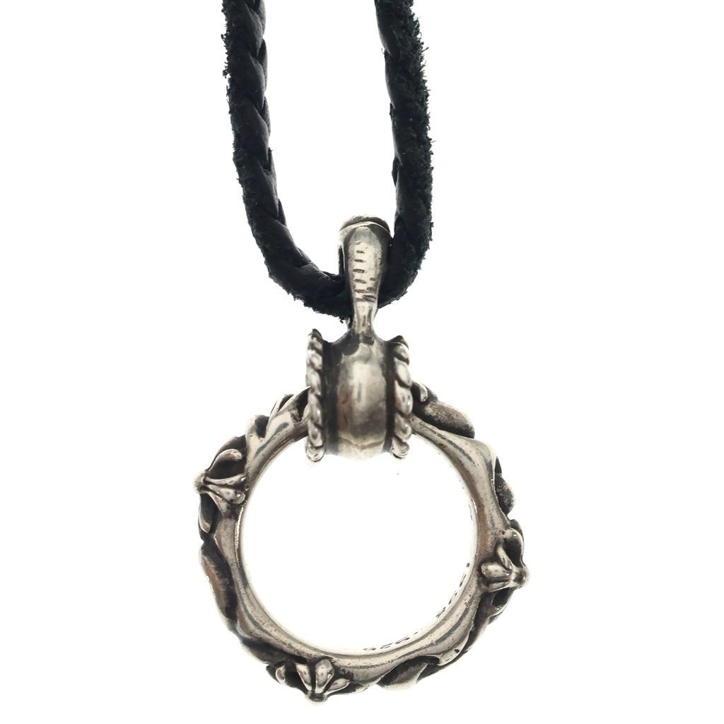 CHROME HEARTS(クロムハーツ) EWLP SBTBAND モチーフアイウェアループ Wレザーブレイド SBTバンドリング ペンダント ネックレス シルバー