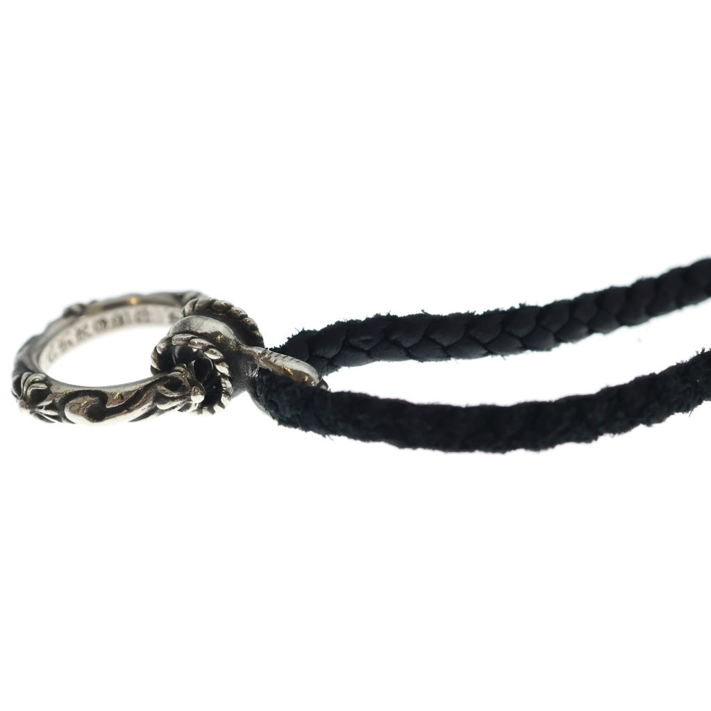 CHROME HEARTS(クロムハーツ) EWLP SBTBAND モチーフアイウェアループ Wレザーブレイド SBTバンドリング ペンダント ネックレス シルバー
