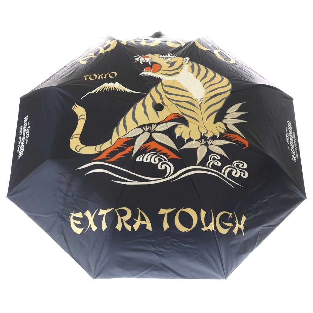 NEIGHBORHOOD(ネイバーフッド) 24SS TIGERPRINT FOLDING UMBRELLA 241OTNH-AC01 タイガーモチーフ アンブレラ 折り畳み傘 ブラック