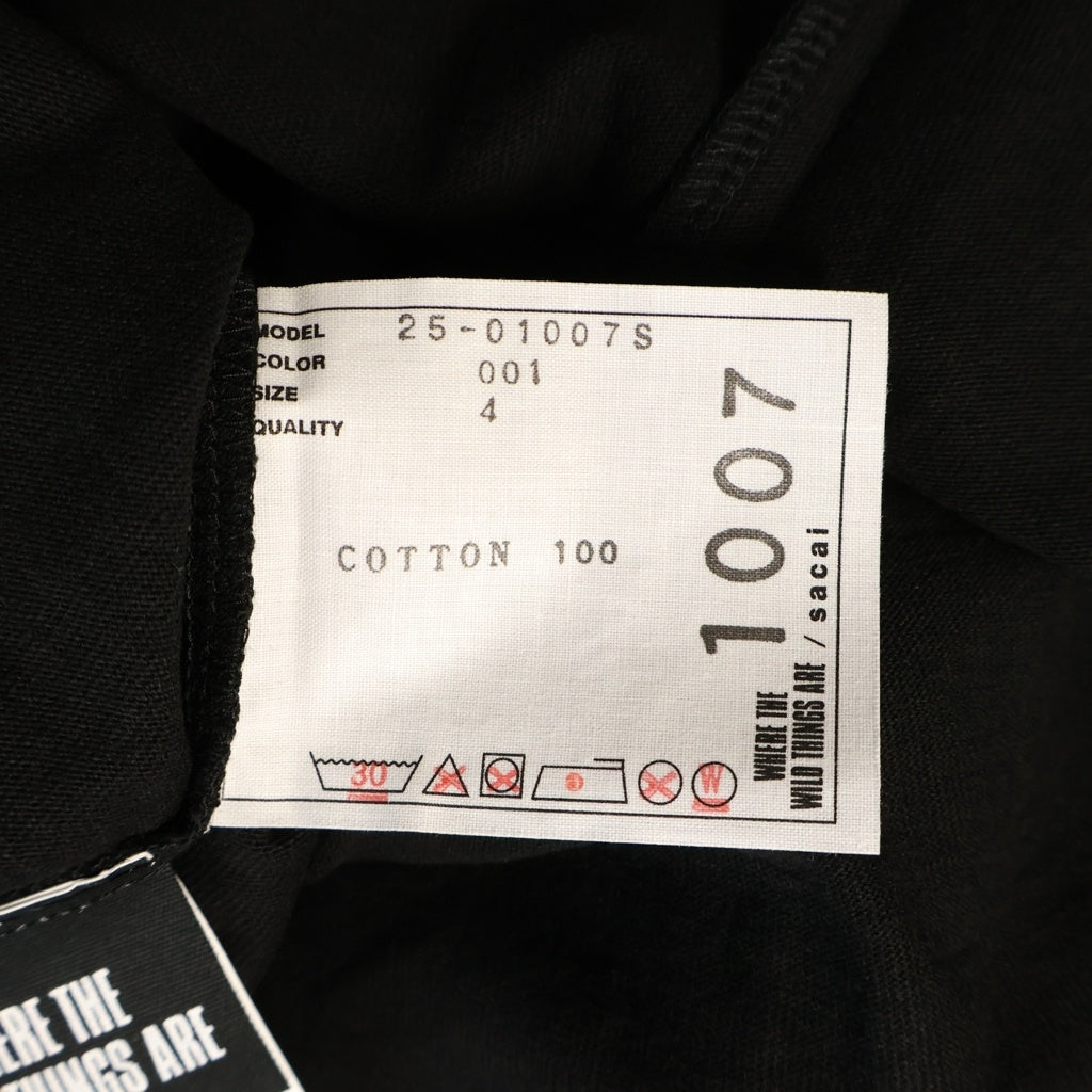 Sacai(サカイ) 25AW WHERE THE WILD THINGS ARE T-Shirt 25-01007S ザ ワイルド シングス フロントプリント半袖Tシャツ カットソー ブラック