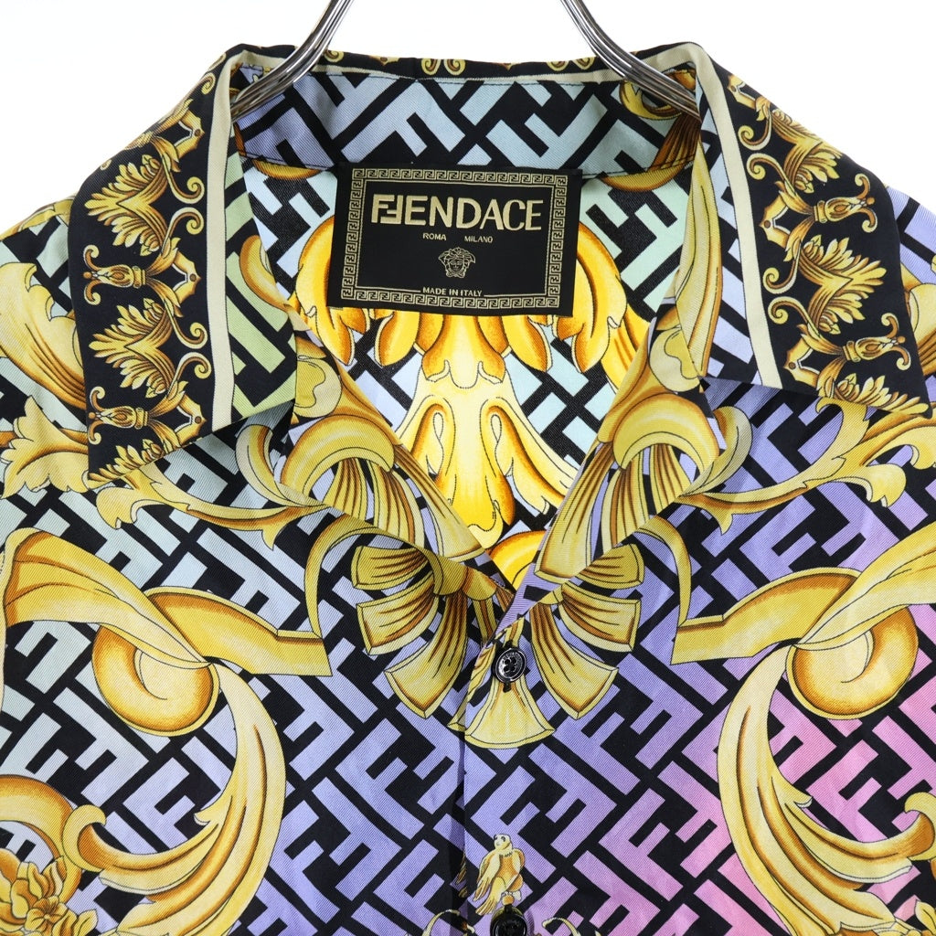 VERSACE(ヴェルサーチ) ×FENDI SILK S/S SHIRTS フェンディ ズッカ柄 シルク 半袖シャツ ショートスリーブ マルチカラー 1006412 1A04381