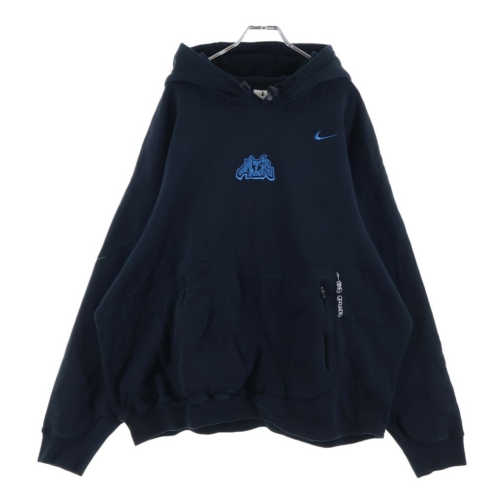 OFF-WHITE(オフホワイト) NIKE FLEECEC HOODIE × ナイキ フリース フーディ スウェットプルオーバーパーカー ネイビー DN1760-010