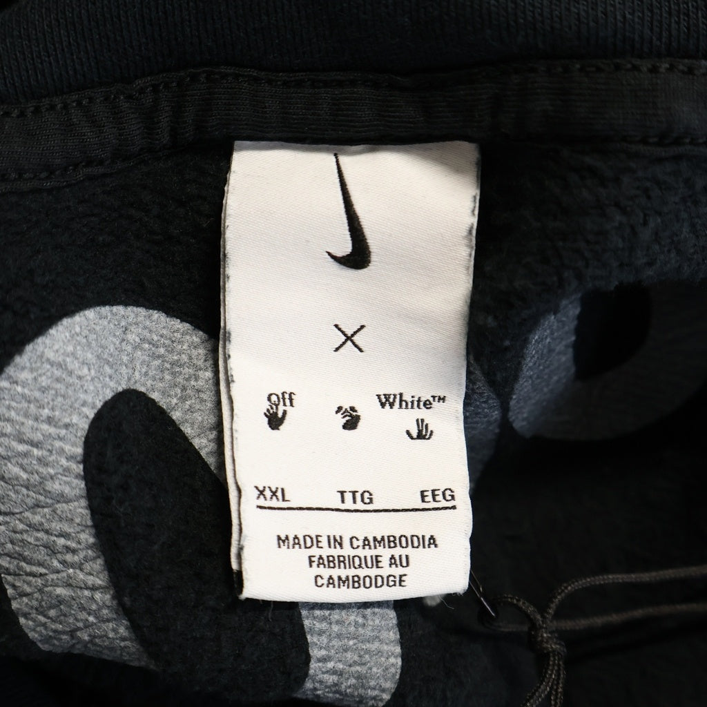 OFF-WHITE(オフホワイト) NIKE FLEECEC HOODIE × ナイキ フリース フーディ スウェットプルオーバーパーカー ネイビー DN1760-010