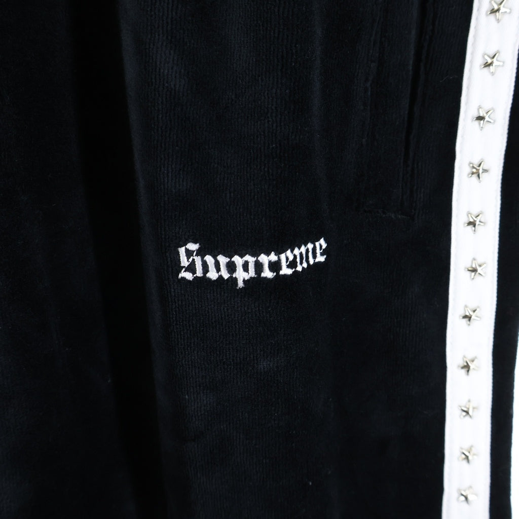 SUPREME(シュプリーム) 22AW Studded Velour Track Pant スタッズ ベロア トラックパンツ ブラック