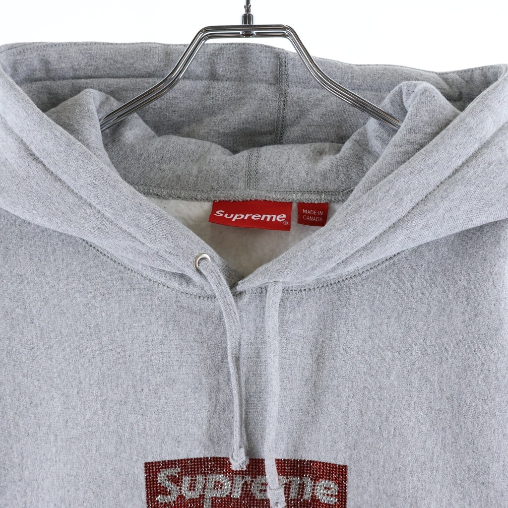SUPREME(シュプリーム) 19SS Swarovski Box Logo Hooded Sweatshirt × スワロフスキー ボックスロゴ プルオーバーパーカー グレー
