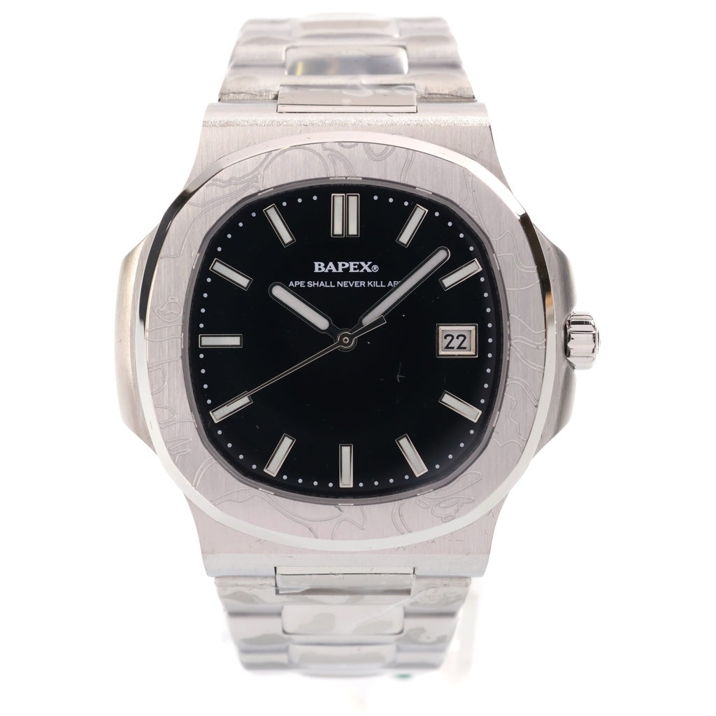 A BATHING APE(アベイシングエイプ) TYPE 10 BAPEX ♯1 黒文字盤 ウォッチ 腕時計 シルバー/ブラック 00WHK701302M
