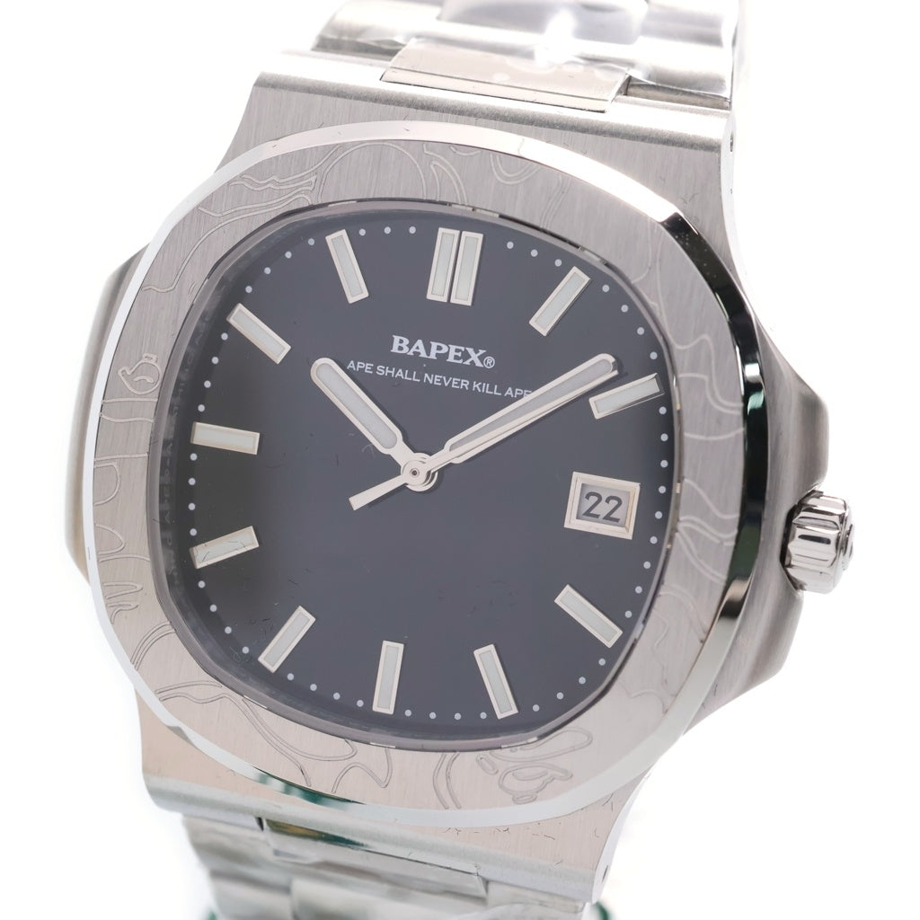 A BATHING APE(アベイシングエイプ) TYPE 10 BAPEX ♯1 黒文字盤 ウォッチ 腕時計 シルバー/ブラック 00WHK701302M
