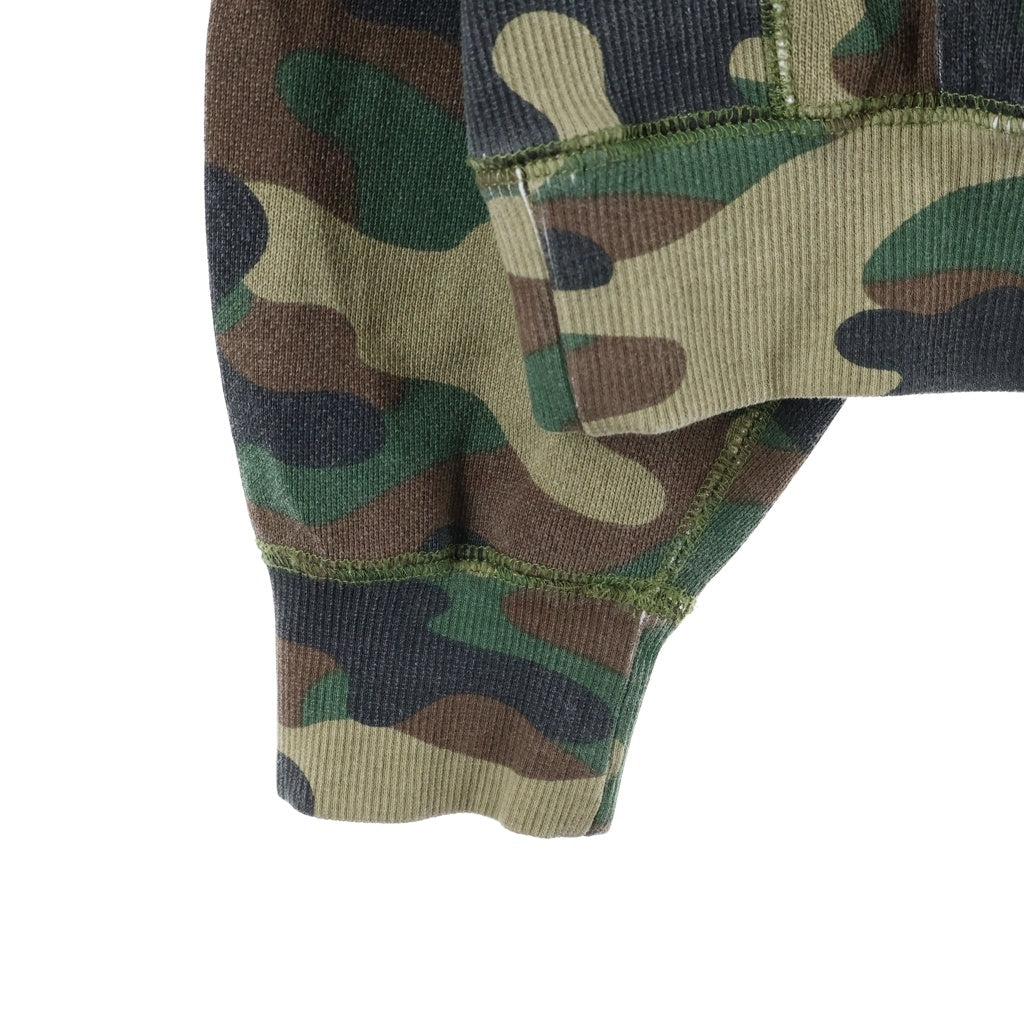 THE BLACK EYE PATCH(ブラックアイパッチ) Camouflage HWC Label Hoodie カモフラージュ総柄 フロント取扱注意ロゴ 刺繍 プルオーバー パーカーフーディー カーキ