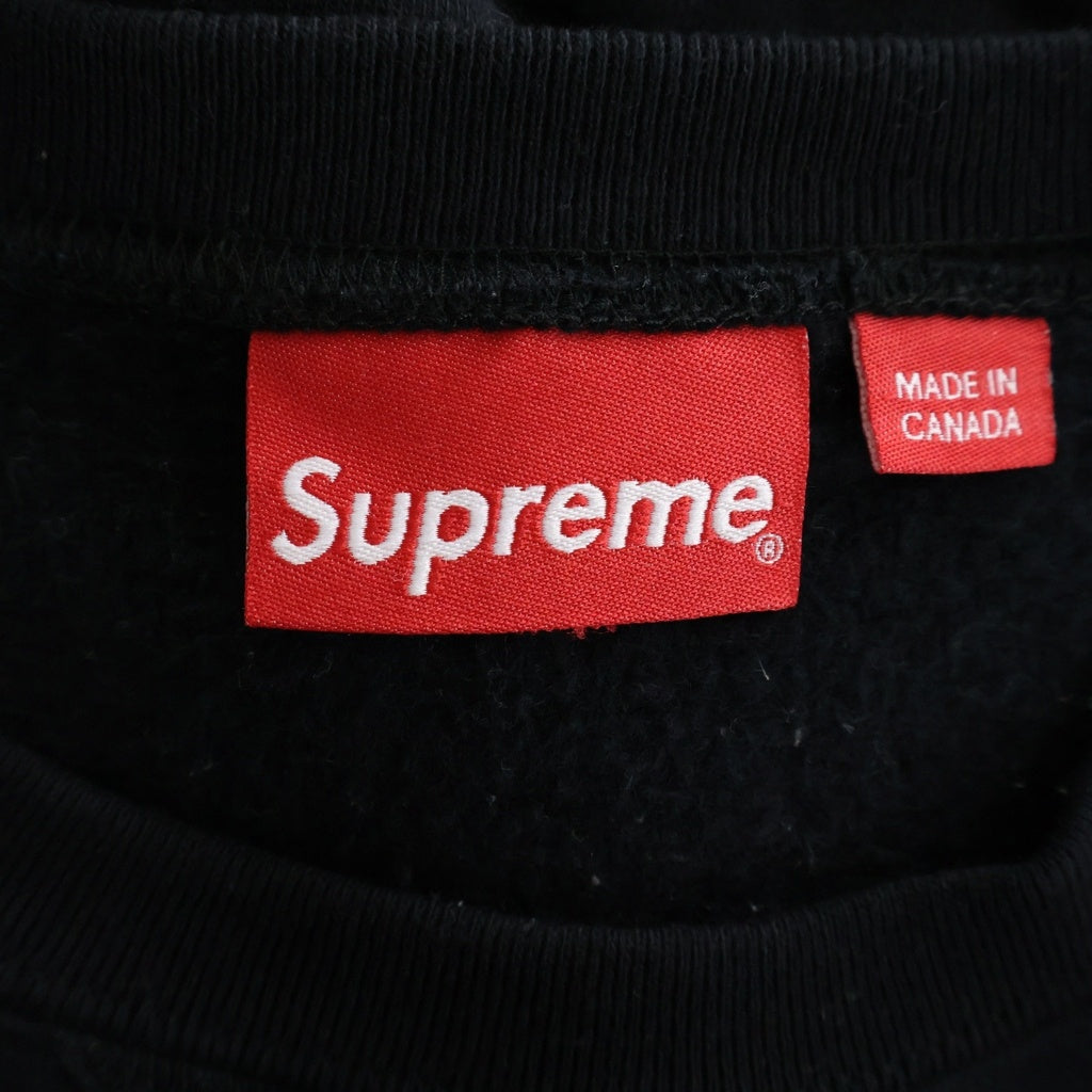 SUPREME(シュプリーム) 17AW ZigZag Stitch Panel Crewneck ジグザグステッチ ロゴ刺繍 クルーネック スウェットトレーナー ブラック
