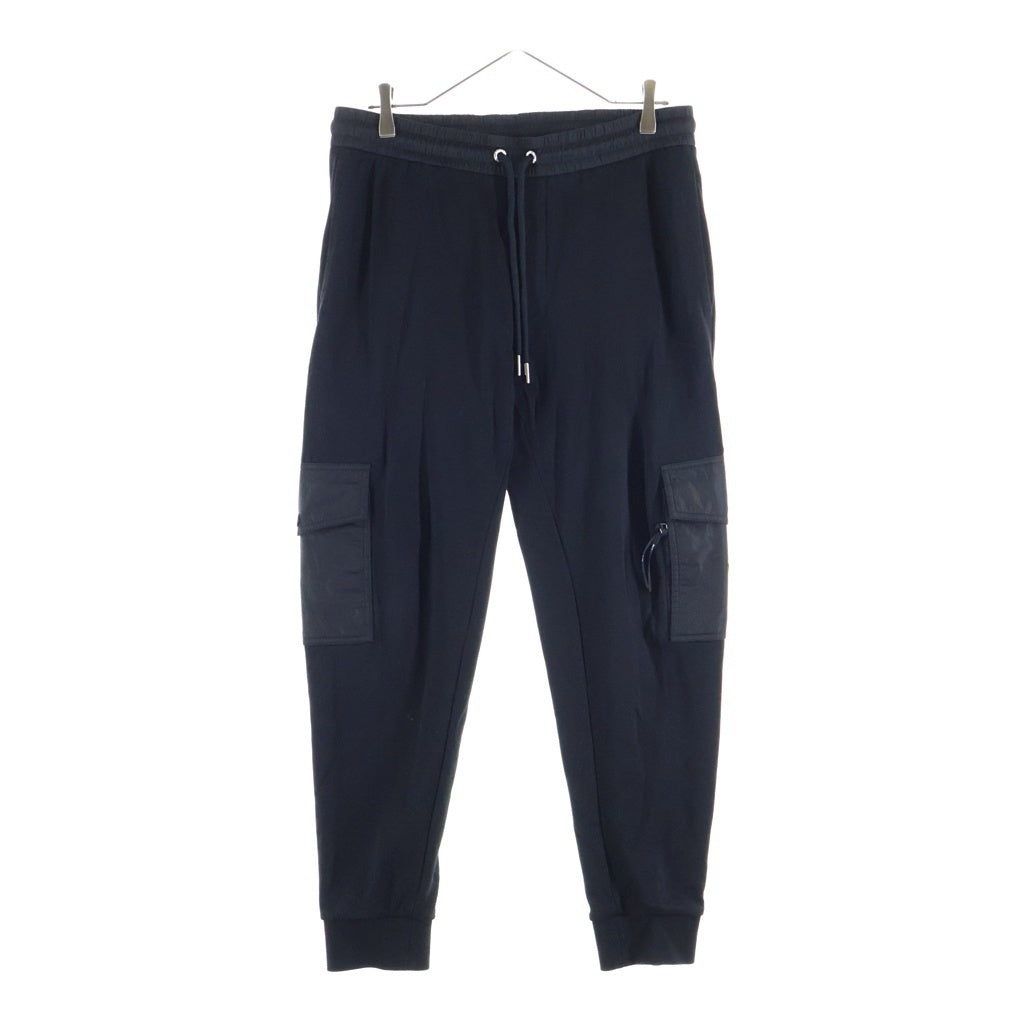 MONCLER(モンクレール) PANTARONE LUNGO K20918H00023 89A8F パンタローネ ルンゴ ロゴワッペン付き ナイロン切り替え スウェットパンツ ブラック