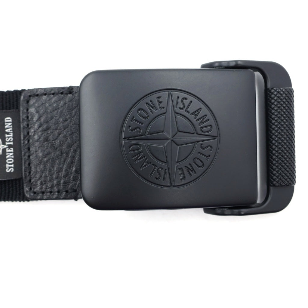 STONE ISLAND(ストーンアイランド) Compas Logo Buckle Nylon Belt コンパスロゴバックル ナイロンベルト ブラック L1S15930000