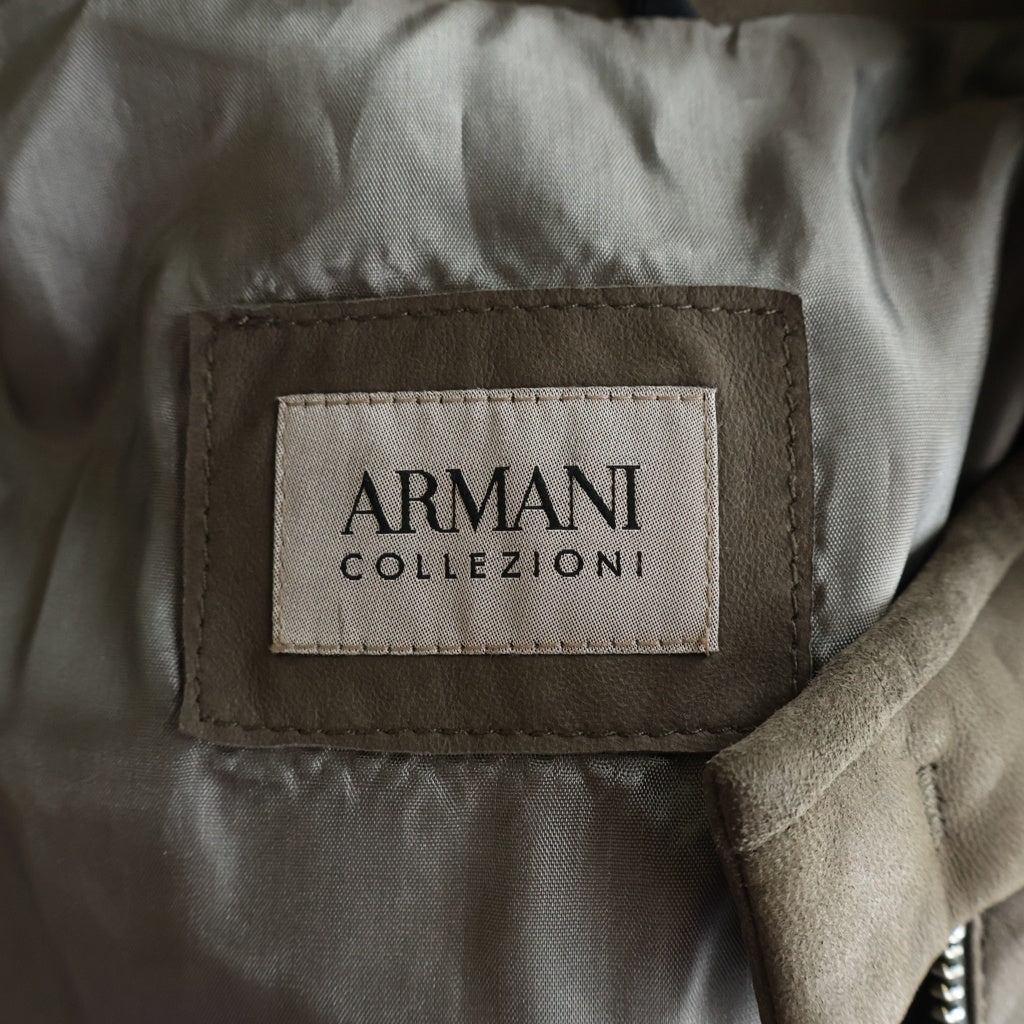 ARMANI COLLEZIONI(アルマーニ コレツィオーニ) ラムレザー ジップアップ ブルゾンジャケット グレージュ VCR31P VCP34