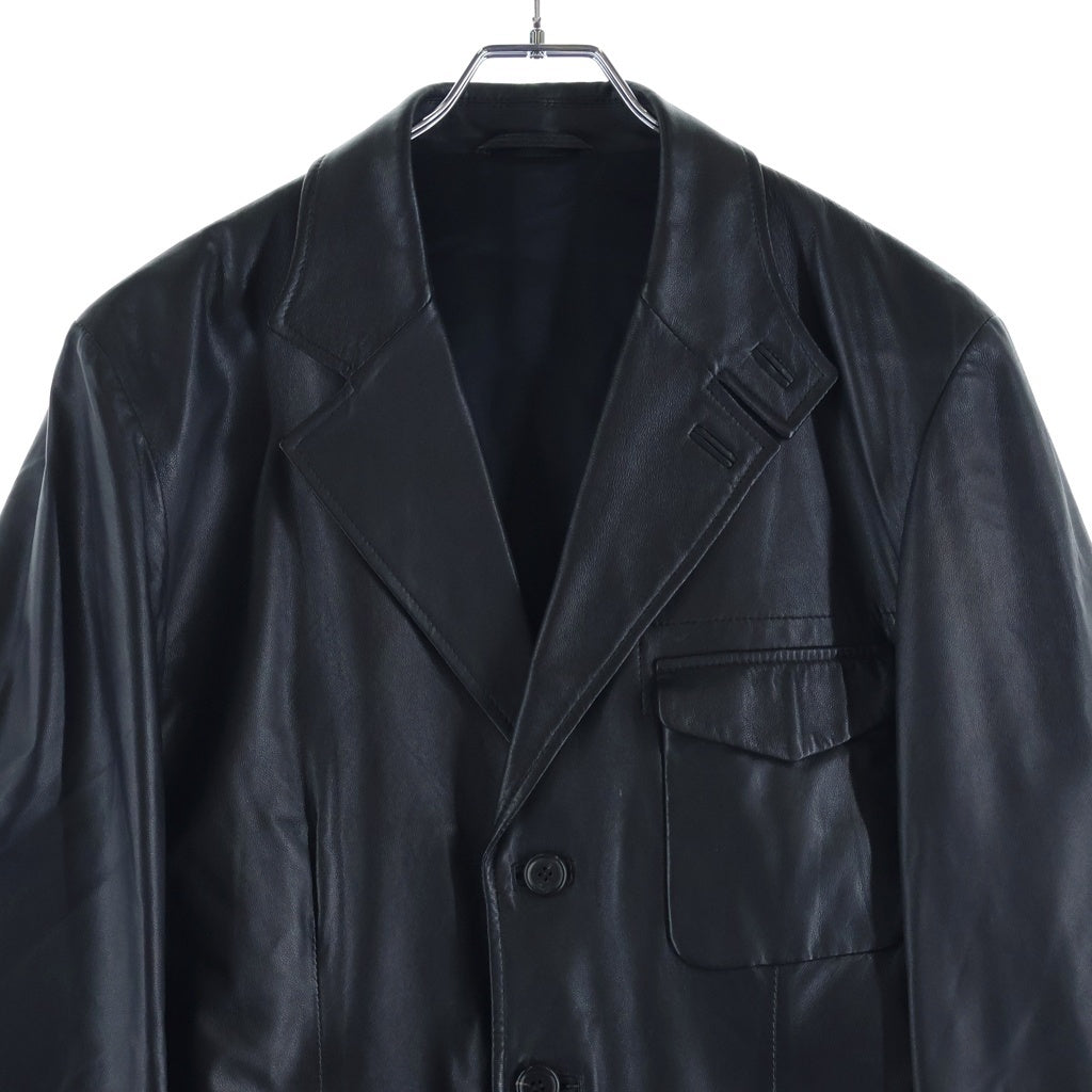 dunhill(ダンヒル) ノッチドラペル 3B ラムスキン レザージャケット ブラック PGK940-US656