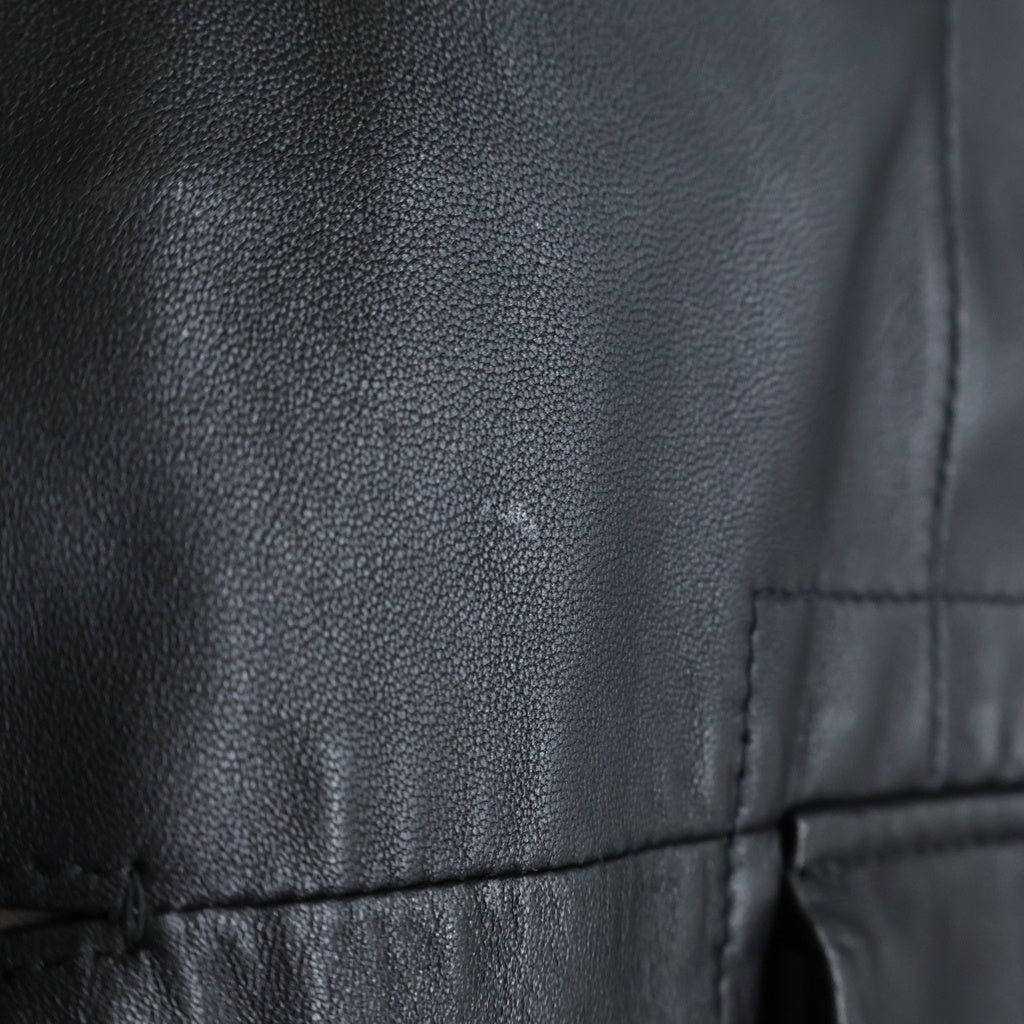 dunhill(ダンヒル) ノッチドラペル 3B ラムスキン レザージャケット ブラック PGK940-US656