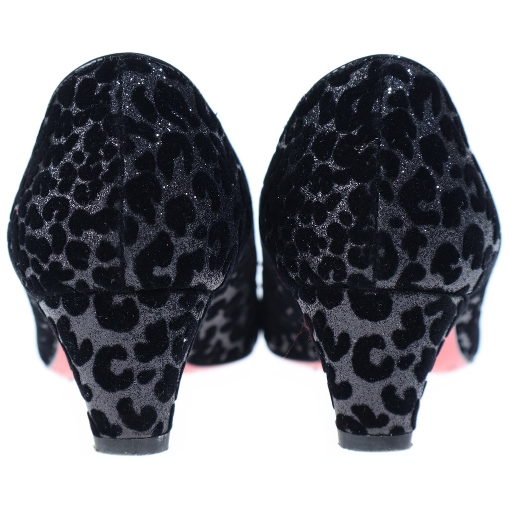 CHRISTIAN LOUBOUTIN(クリスチャンルブタン) MINIMA 45 GLITTER LEO FLOQUE/PAT レオパード グリッター ヒール パンプス サンダル ブラック レディース