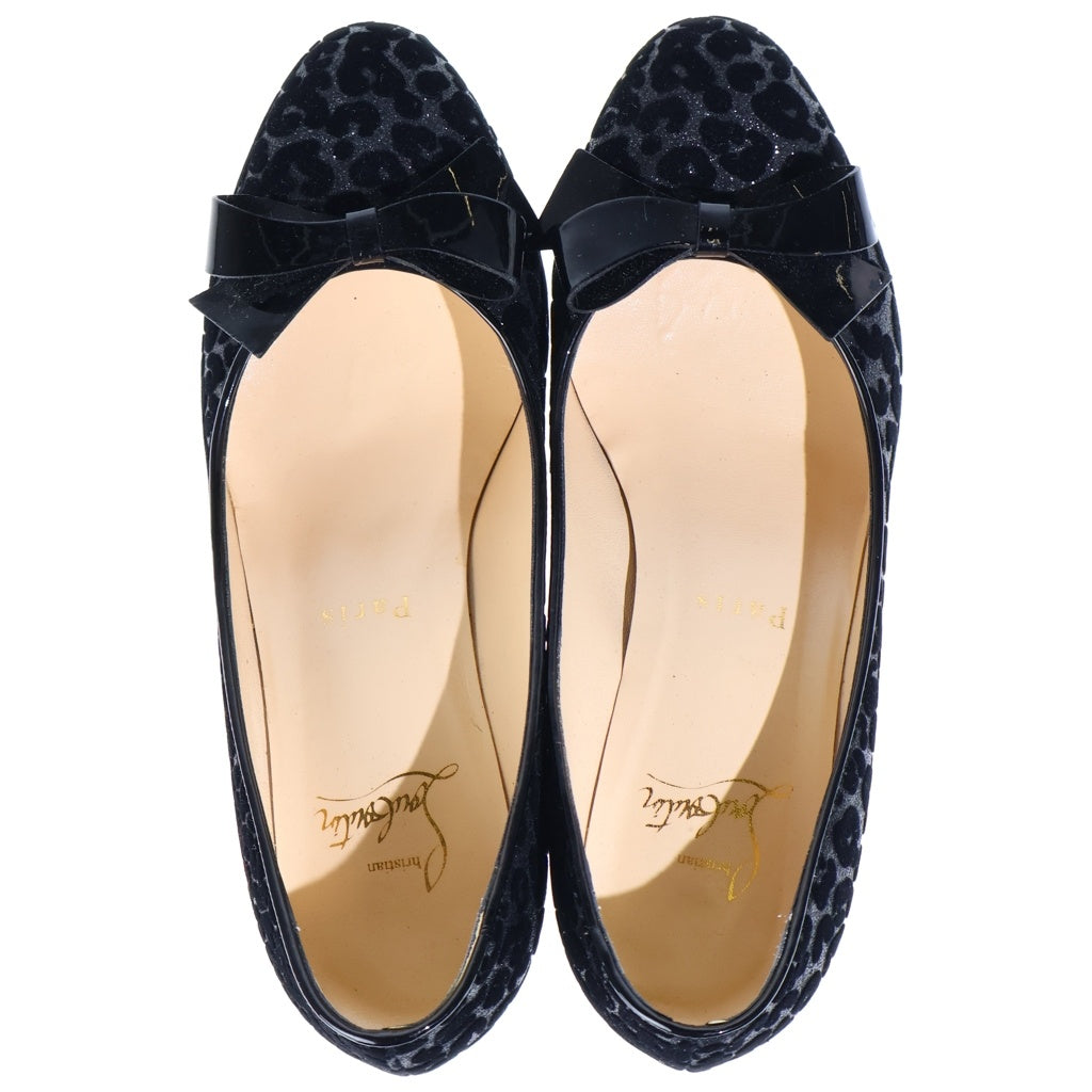 CHRISTIAN LOUBOUTIN(クリスチャンルブタン) MINIMA 45 GLITTER LEO FLOQUE/PAT レオパード グリッター ヒール パンプス サンダル ブラック レディース