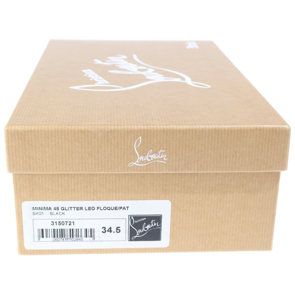 CHRISTIAN LOUBOUTIN(クリスチャンルブタン) MINIMA 45 GLITTER LEO FLOQUE/PAT レオパード グリッター ヒール パンプス サンダル ブラック レディース