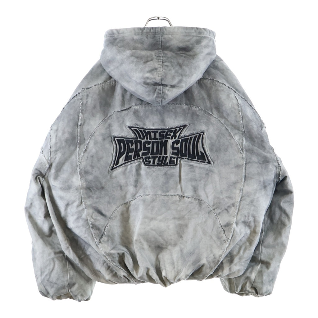 Personsoul(パーソンソール) DIRTY COTTON JACKET ブラッシング加工 フーディー オーバーサイズ 中綿ジャケット グレー HL6174