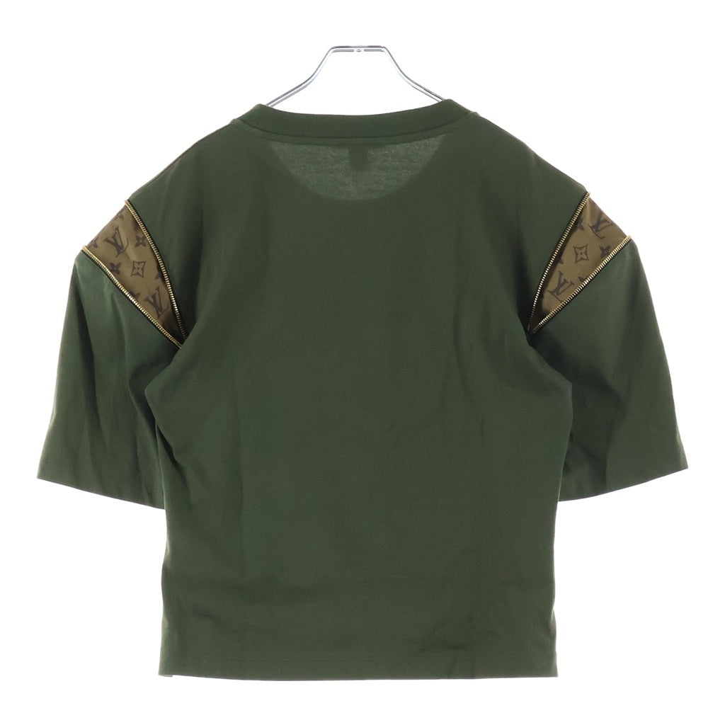 LOUIS VUITTON(ルイヴィトン) モノグラム ショルダージップ クルーネック チェーン装飾 半袖Tシャツ カットソー カーキ RW232W API FPJT05