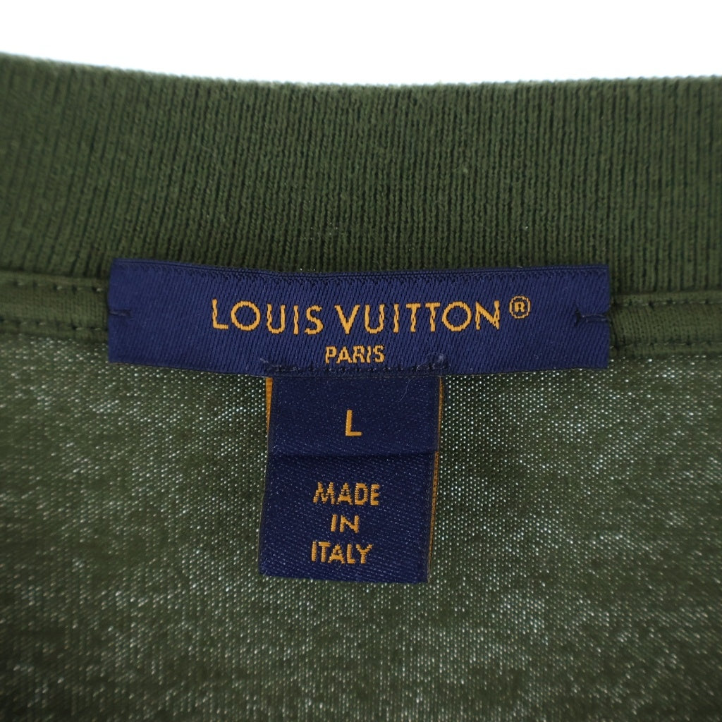 LOUIS VUITTON(ルイヴィトン) モノグラム ショルダージップ クルーネック チェーン装飾 半袖Tシャツ カットソー カーキ RW232W API FPJT05