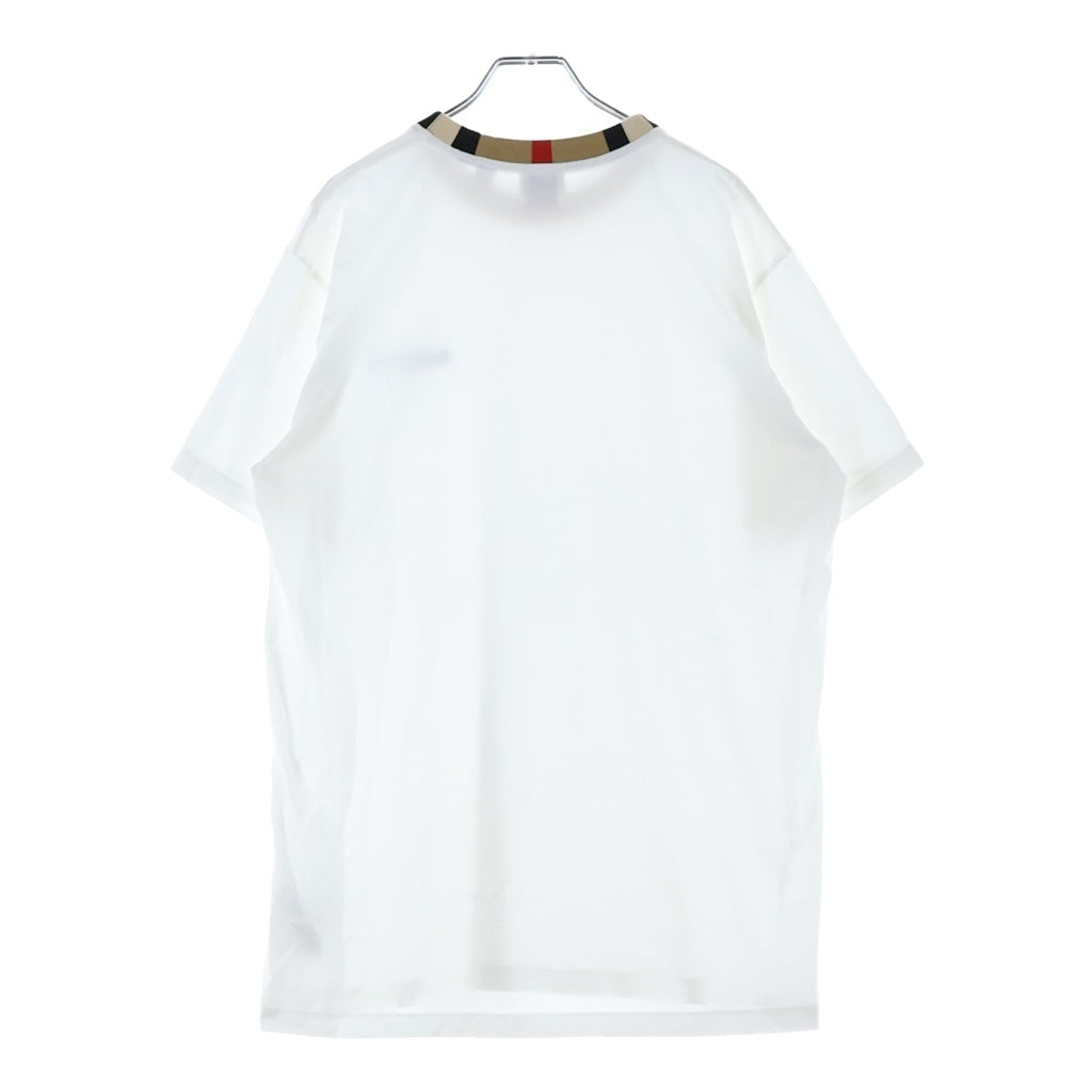 BURBERRY(バーバリー) 22SS ネックチェックロゴクルーネック半袖Tシャツカットソー ホワイト 8069539