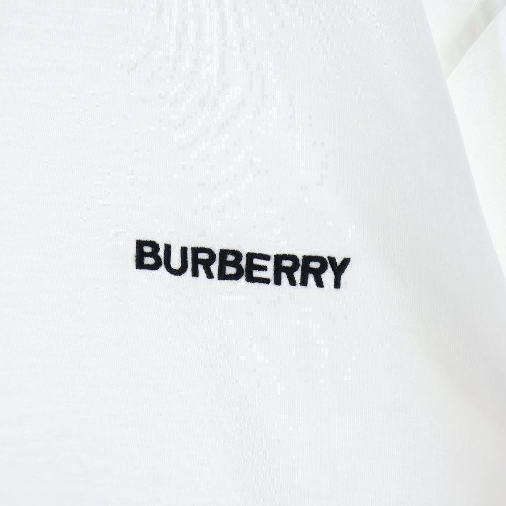 BURBERRY(バーバリー) 22SS ネックチェックロゴクルーネック半袖Tシャツカットソー ホワイト 8069539