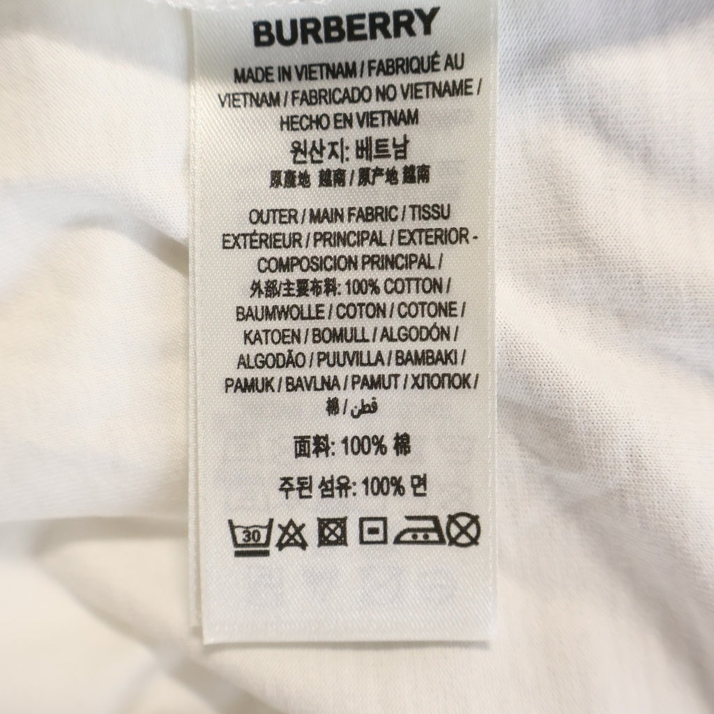 BURBERRY(バーバリー) 22SS ネックチェックロゴクルーネック半袖Tシャツカットソー ホワイト 8069539
