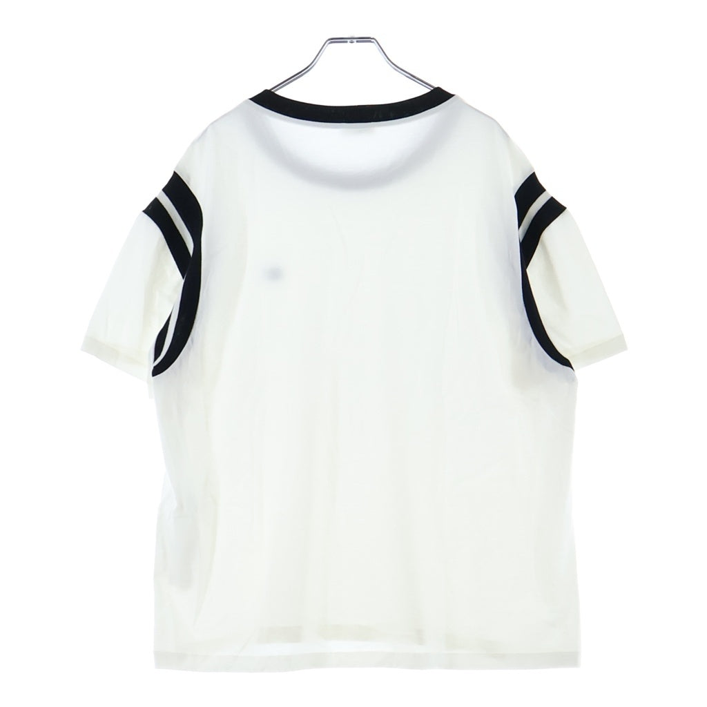 CELINE(セリーヌ) 24SS Contrast Logo Embroidered Crewneck T-Shirt 2X30O671Q.01OB コントラストロゴ刺繍 クルーネック半袖Tシャツ カットソー ホワイト/ブラック