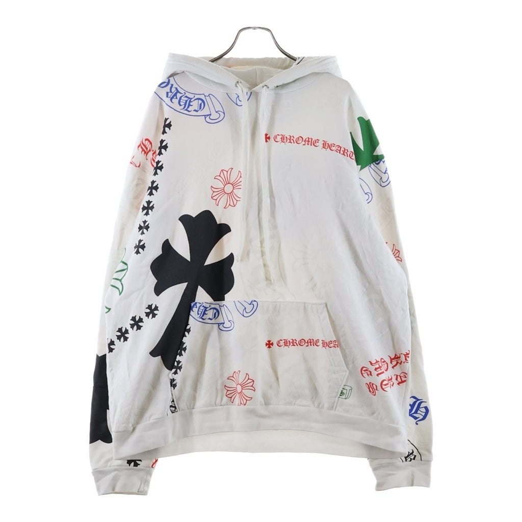 CHROME HEARTS(クロムハーツ) STENCIL HOODIE ステンシル フーディー 総柄 プリント プルオーバーパーカー ホワイト