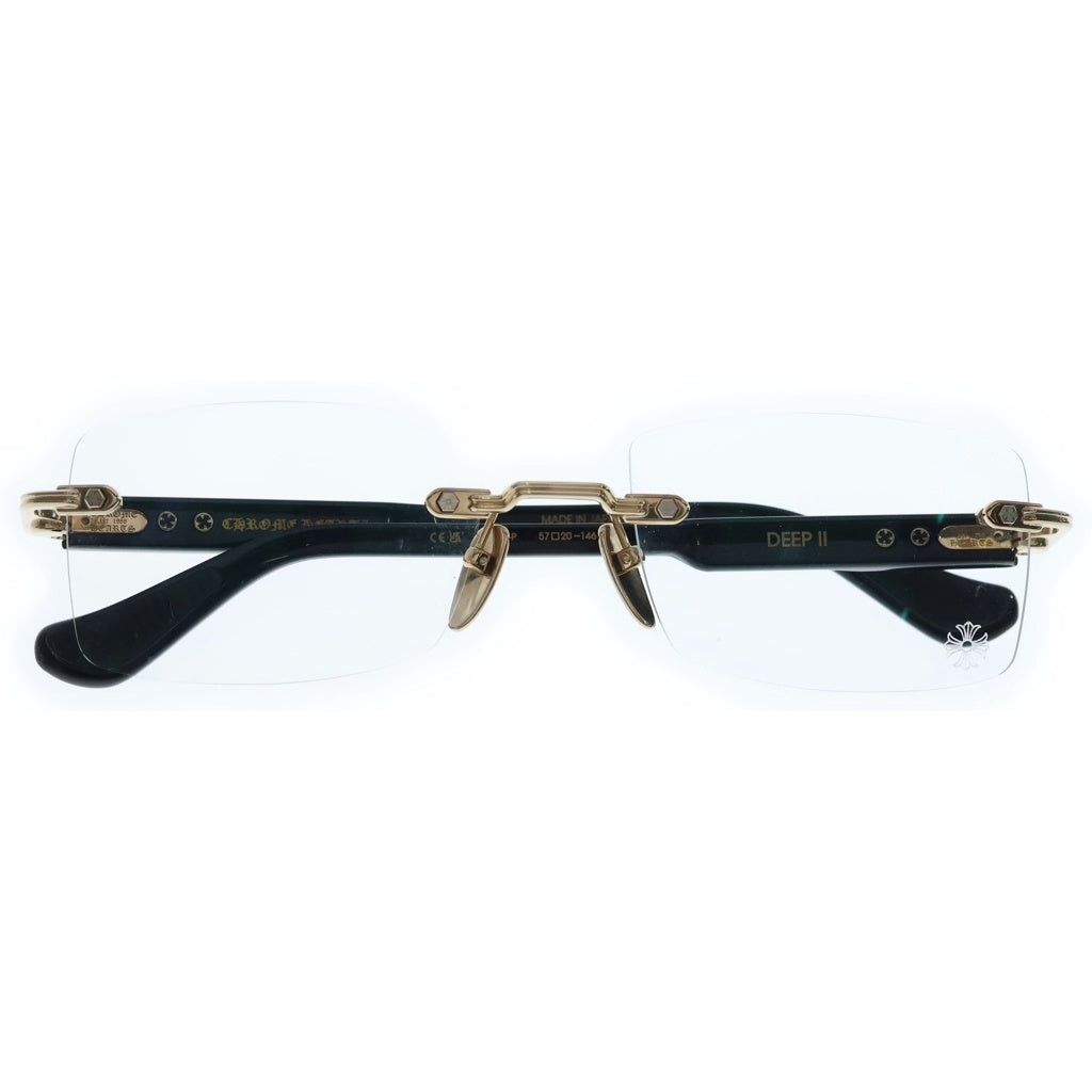 CHROME HEARTS(クロムハーツ) DEEP2 サイドフローラルクロスフレームリムレス眼鏡 アイウェア メガネ ブラック/ゴールド